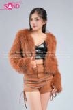 Outfit Phối Sẵn - (HAF1001 Áo Lông Crop Ngắn Nâu phối HAQ0101 Áo Quây 2 Dây Da Bóng Đen - HST1001 Quần Short Dây Rút 2 Bên Màu Nâu)