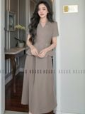 Set áo váy peplum nâu