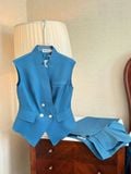 Set vest xanh cổ V