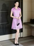Đầm tím cổ sơ mi