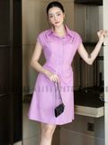 Đầm tím cổ sơ mi