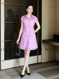 Đầm tím cổ sơ mi