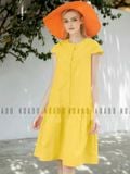 Đầm babydoll vàng tay con