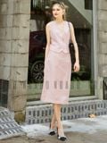 Set hồng áo gile chân váy bút chì