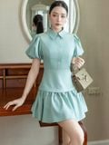 Đầm xanh mint tùng tầng