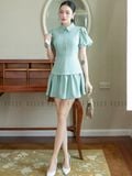 Đầm xanh mint tùng tầng