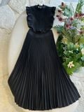 Set áo váy đen dập ly