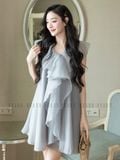 Đầm voan xám phối bèo