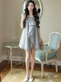 Đầm voan xám phối bèo