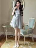 Đầm voan xám phối bèo