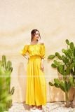 Set áo quần vàng trễ vai