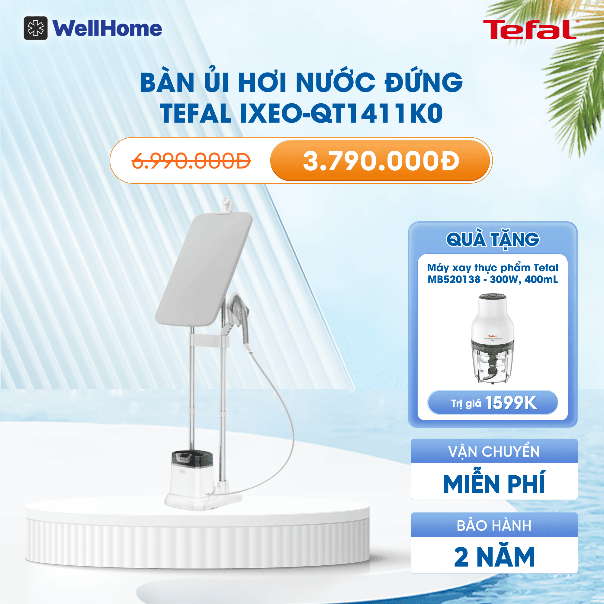 Bàn ủi hơi nước đứng Tefal IXEO-QT1411K0