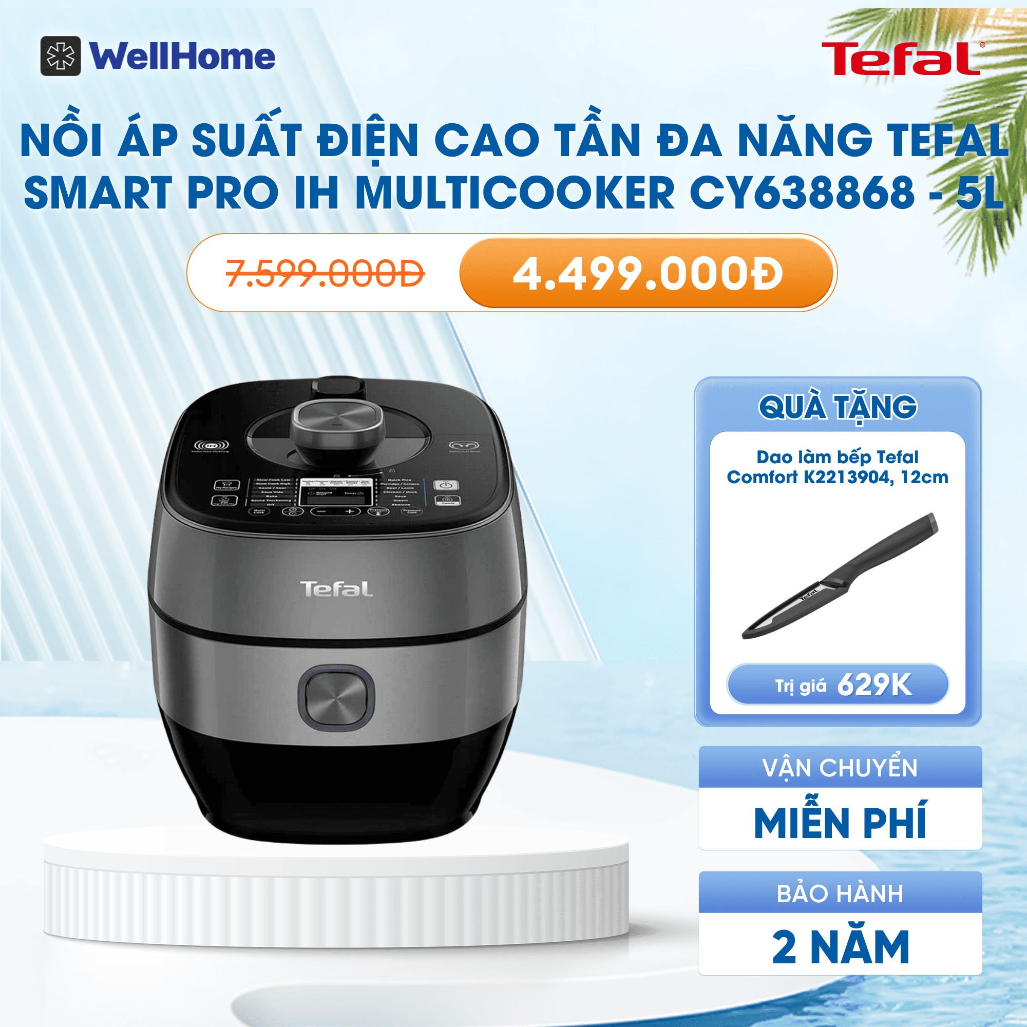 Nồi áp suất Tefal Smart Pro IH Multicooker CY638868 - 1300W, 5L
