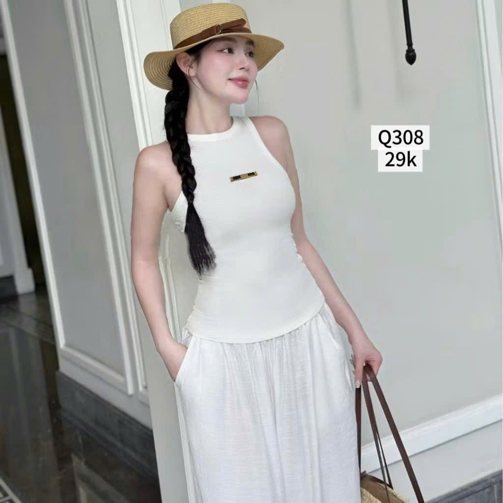 Áo sát nách basic đính thanh kim loại - Q308