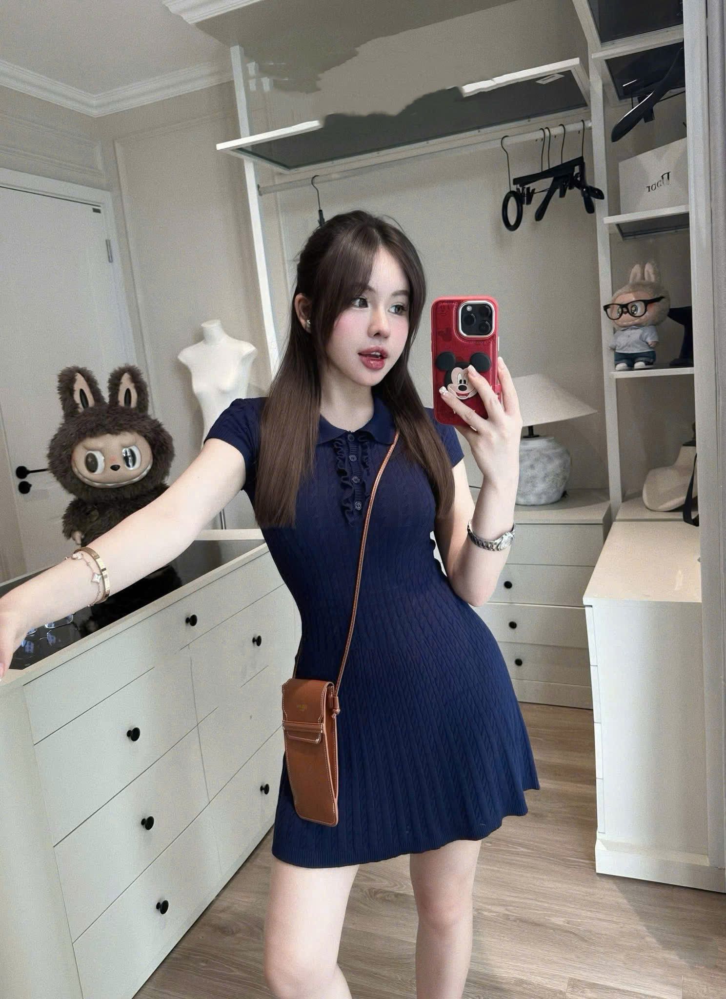 Váy len thừng cổ đức viền bèo ngực siêu hot - XANH - T587