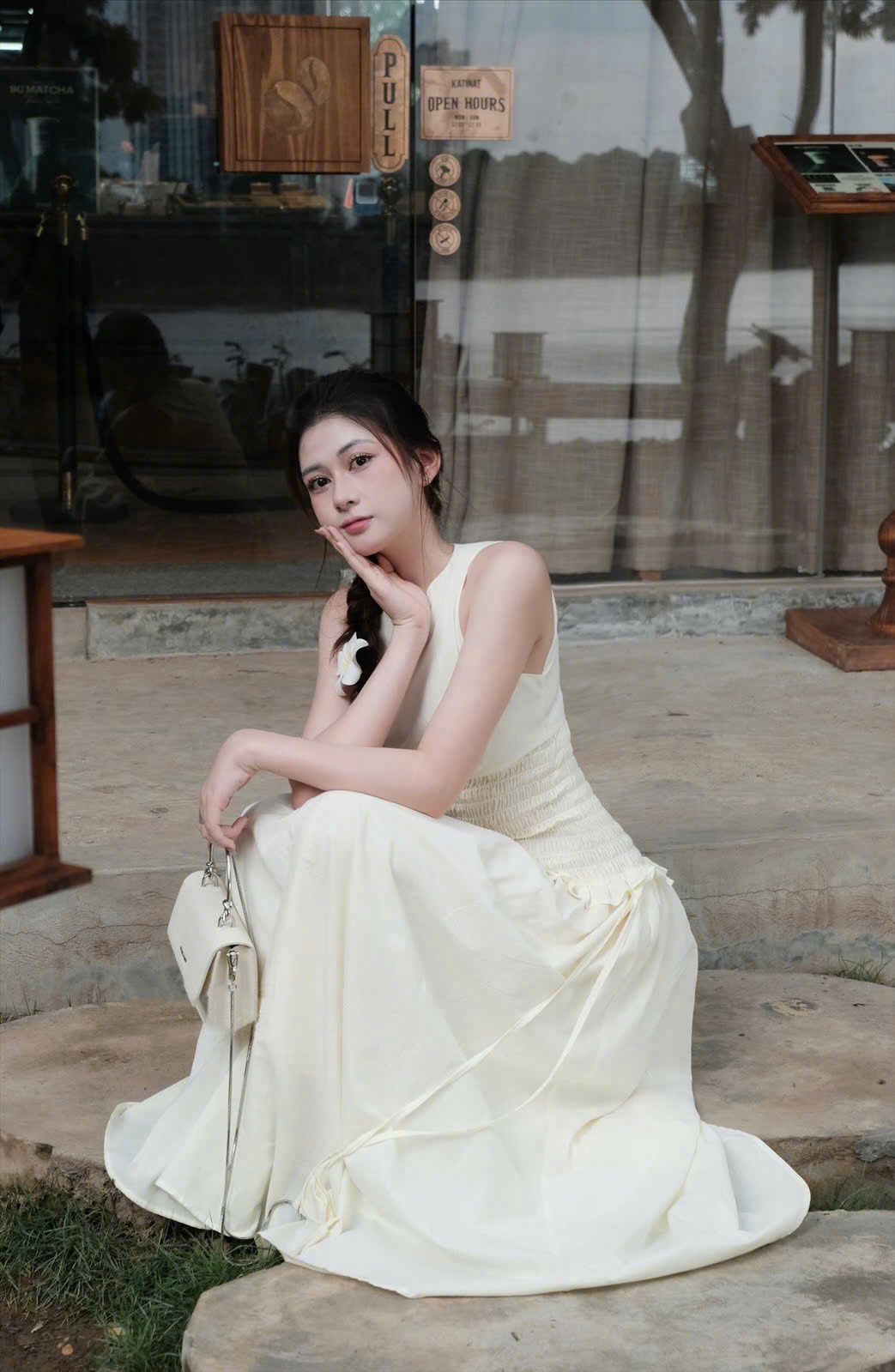 Váy sát nách chun eo dáng dài cột dây hoa siêu hot - KEM - Q78