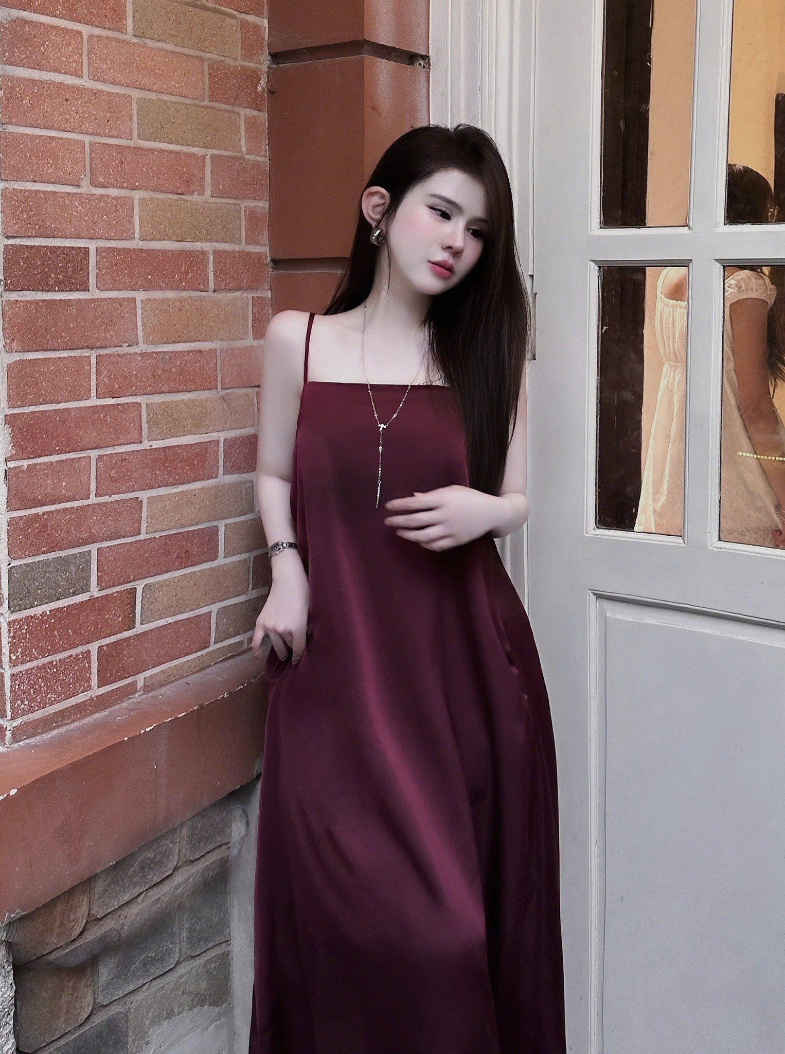 Đầm lụa 2 dây dáng dài chất dày dặn siêu mướt - NHO - Q180