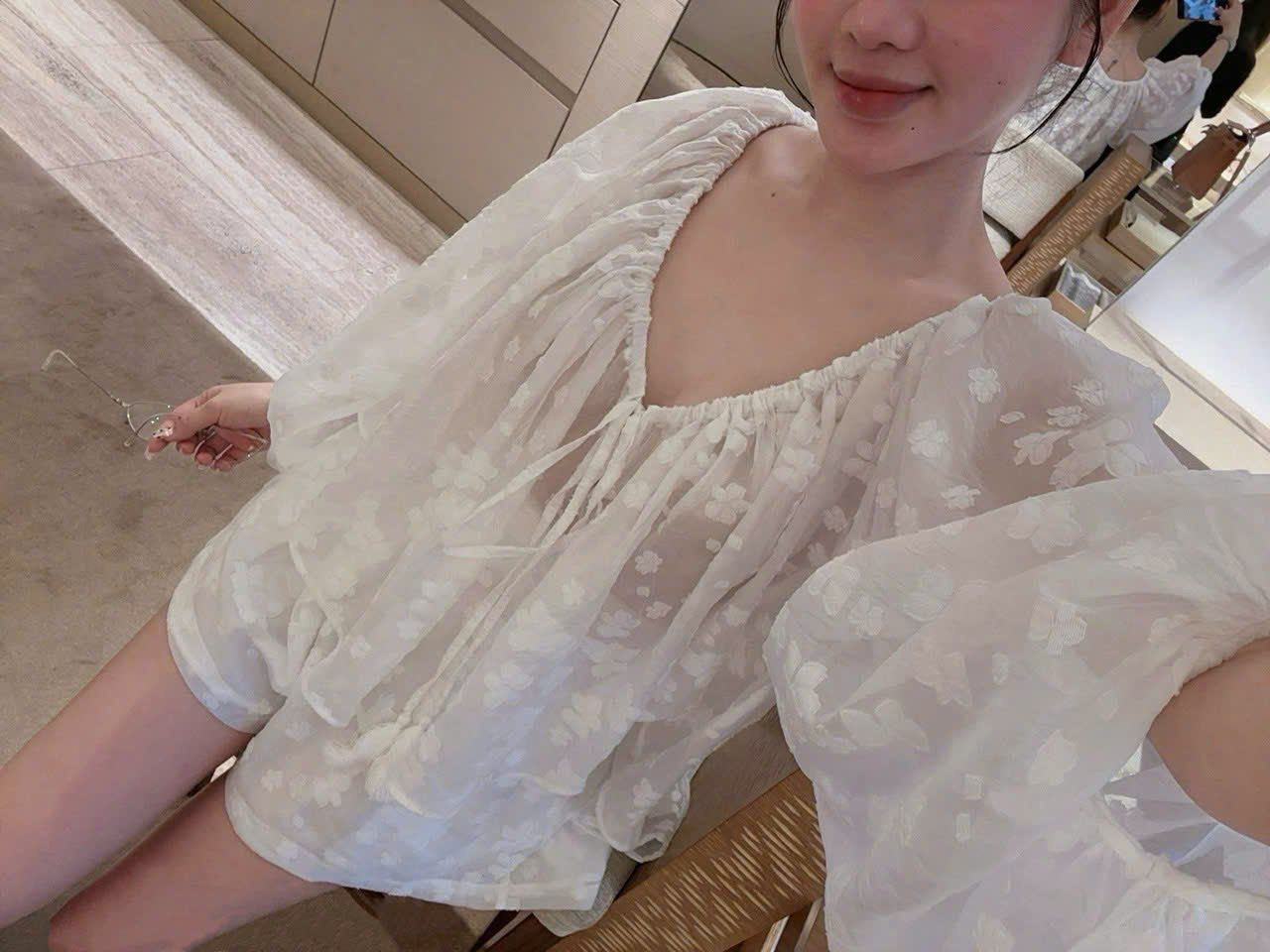 Set áo ren bèo babydoll thêu hoa mỏng mix quần short siêu hot- Q248