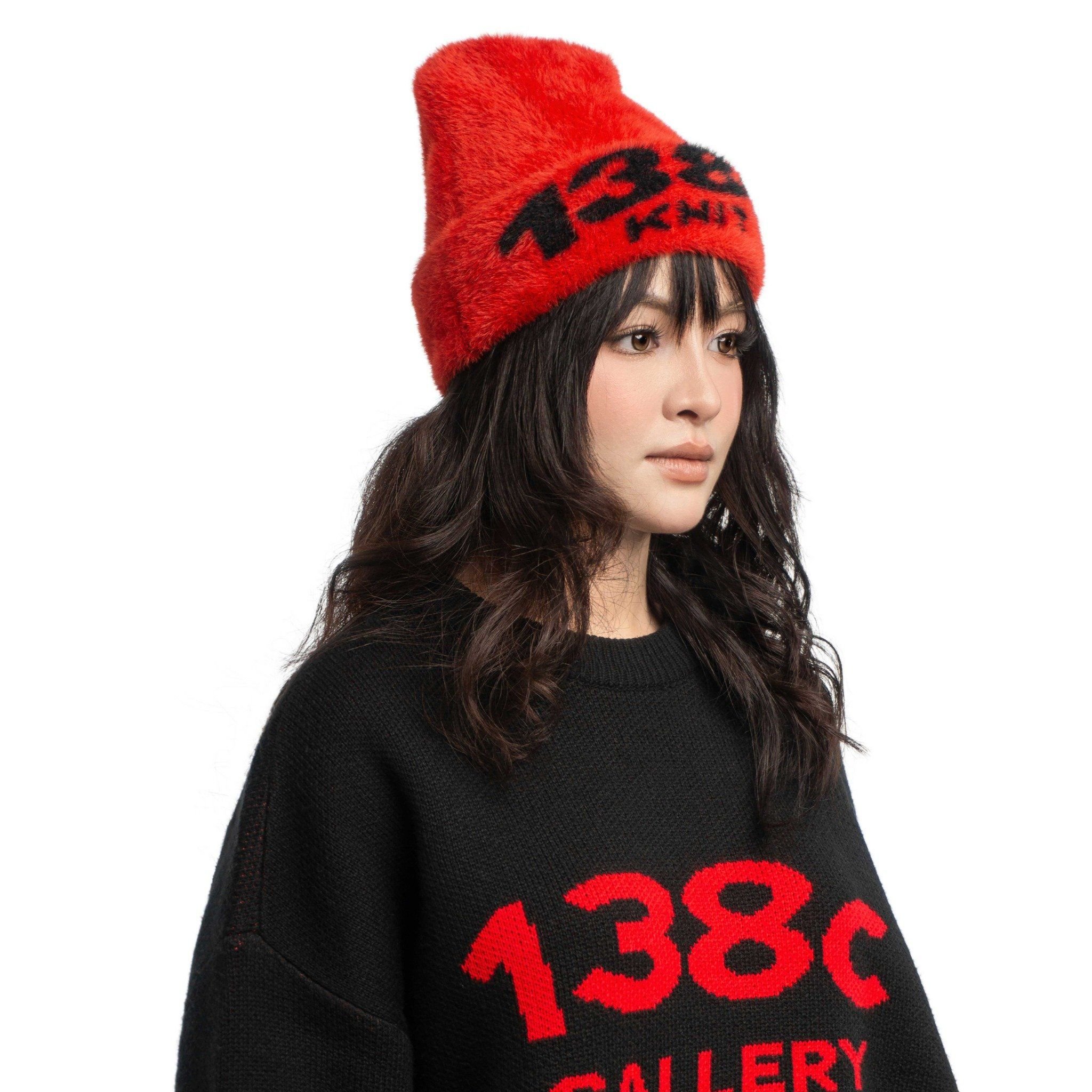 BURNING LOVE KNIT FUZZY BEANIE