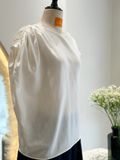Áo cổ thuyền nhún vai trắng