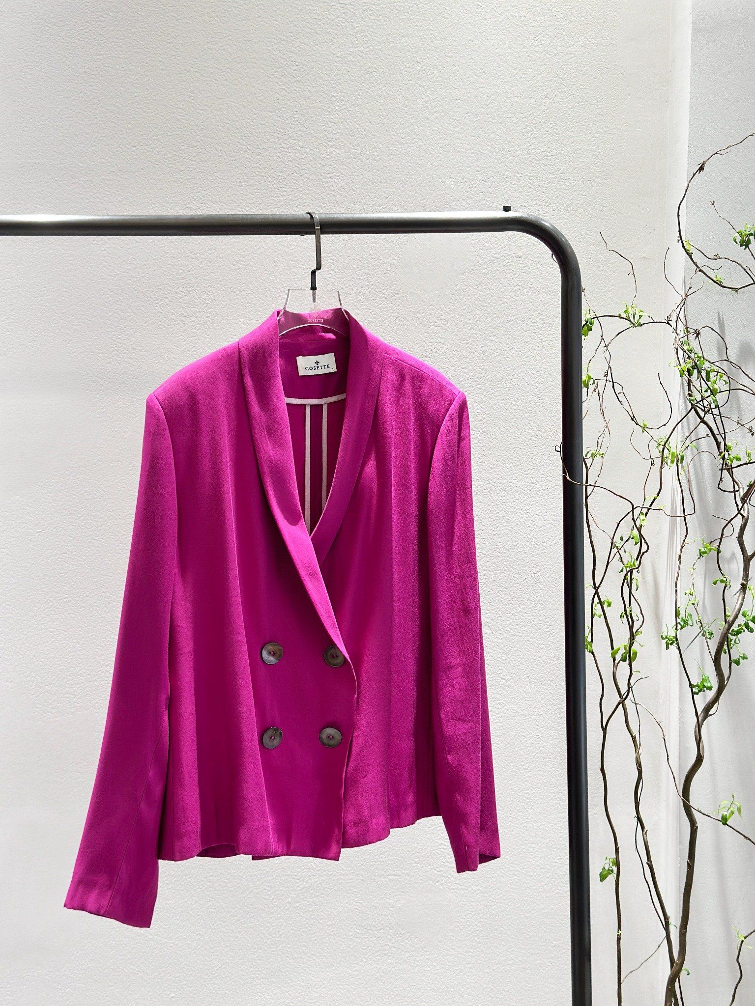 Áo vest hồng sen cổ sam