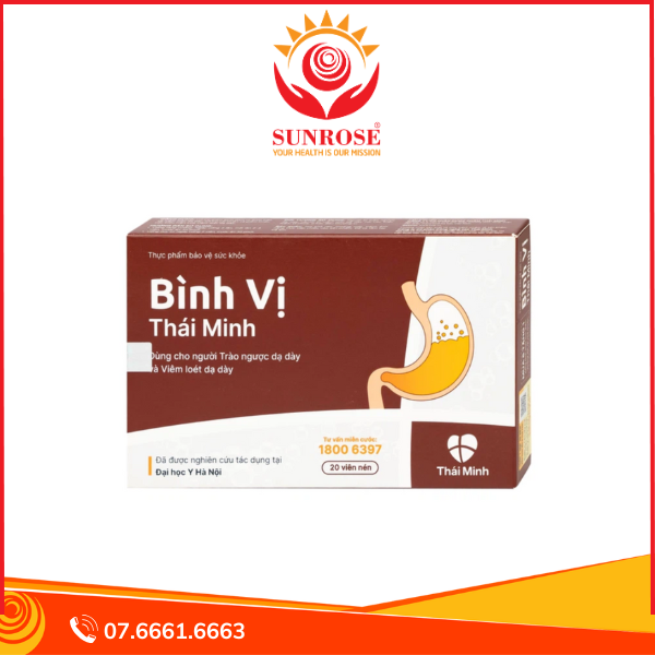 Viên uống Bình Vị Thái Minh hỗ trợ giảm acid dịch vị, giúp bảo vệ niêm mạc dạ dày (2 vỉ x 10 viên)