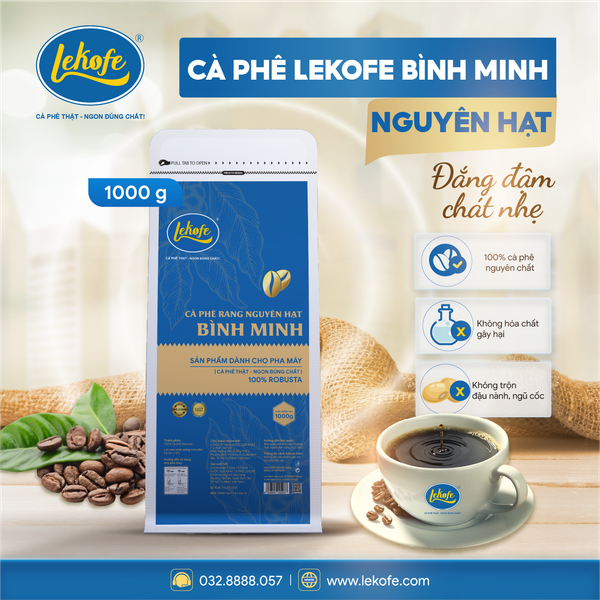 Cà phê Lekofe Bình Minh nguyên hạt 1000g