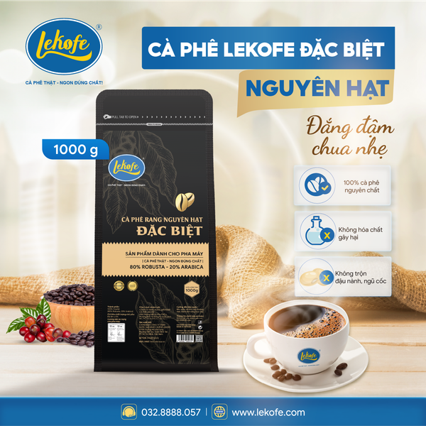 Cà phê Lekofe Đặc Biệt nguyên hạt 1000g