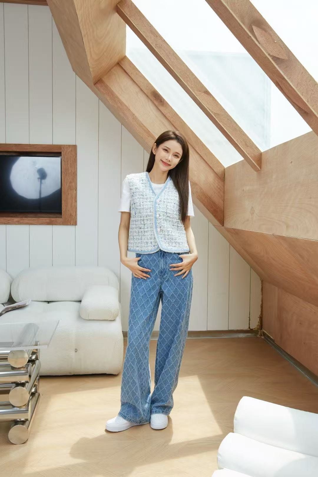 Ghile tweed xanh - viền kim tuyến