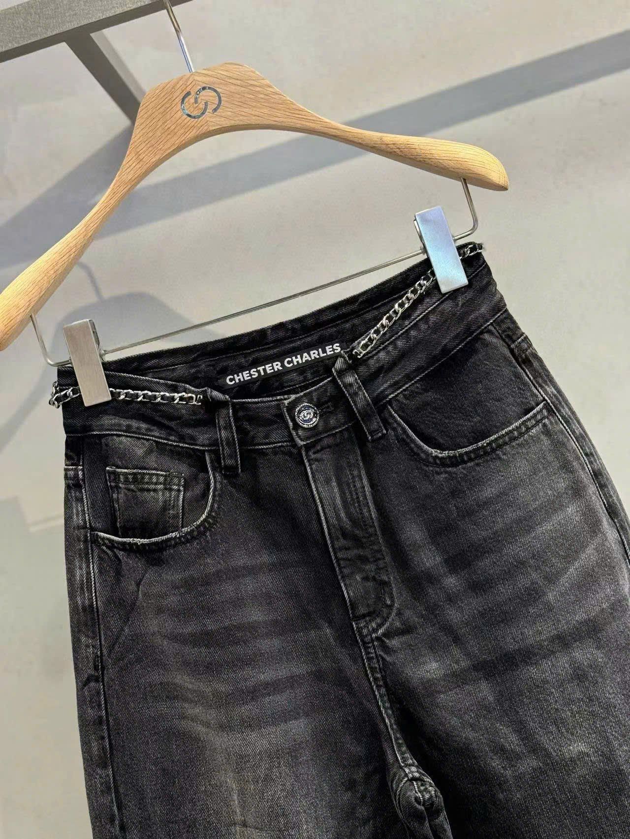 Quần jean mài kèm belt