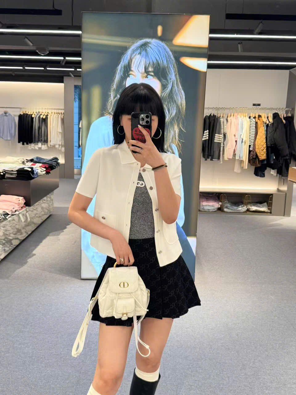 Áo tanktop xám viền bèo - logo trắng