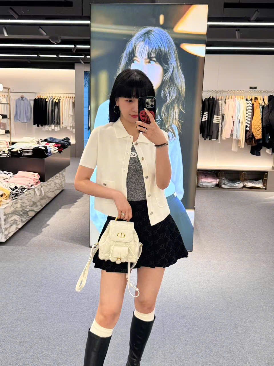 Áo tanktop xám viền bèo - logo trắng