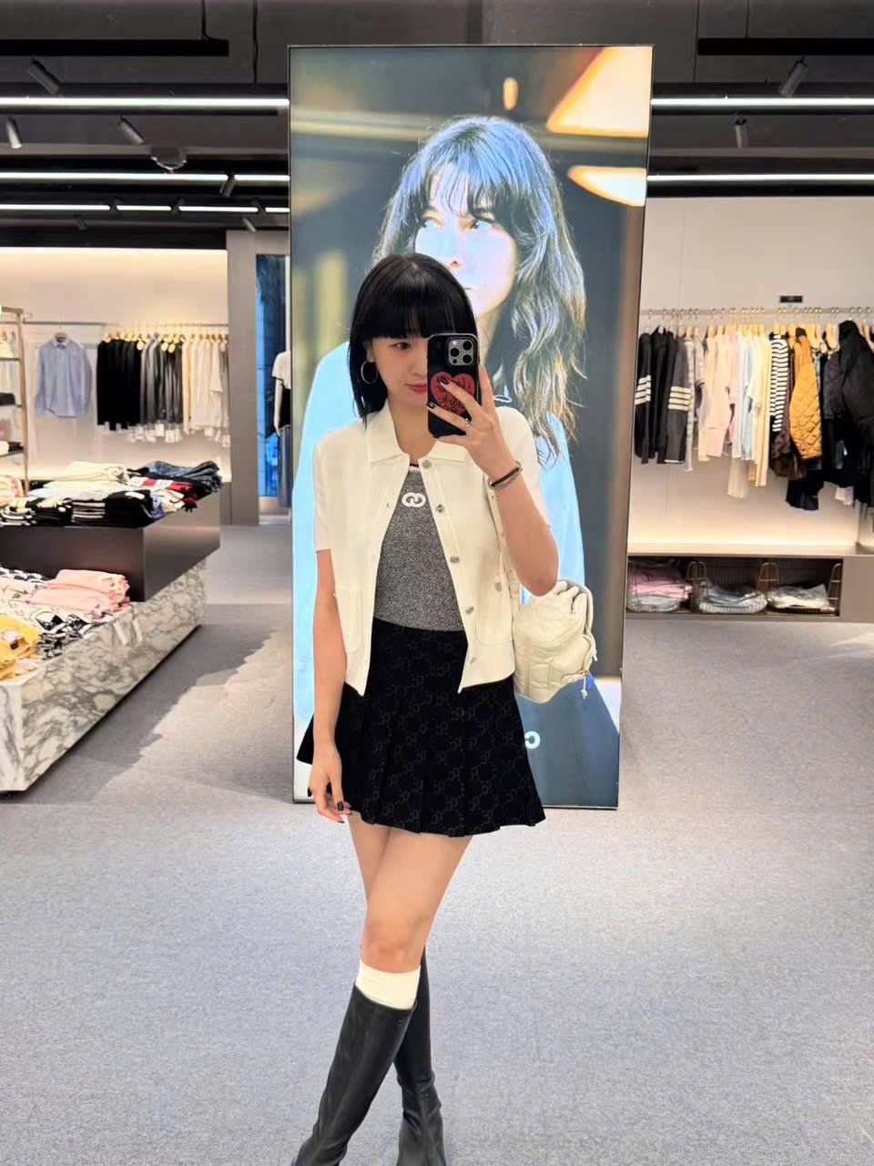 Áo tanktop xám viền bèo - logo trắng