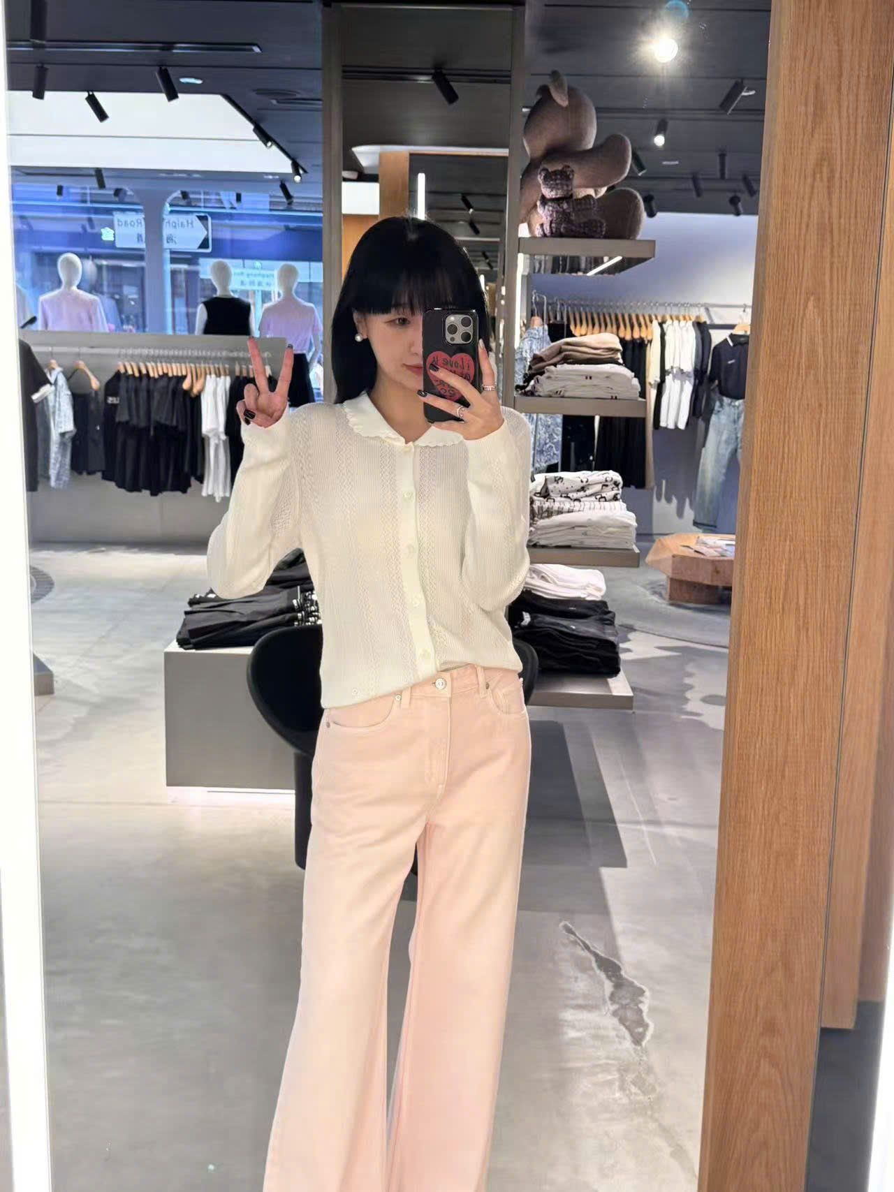 Áo CDG trắng cổ diềm