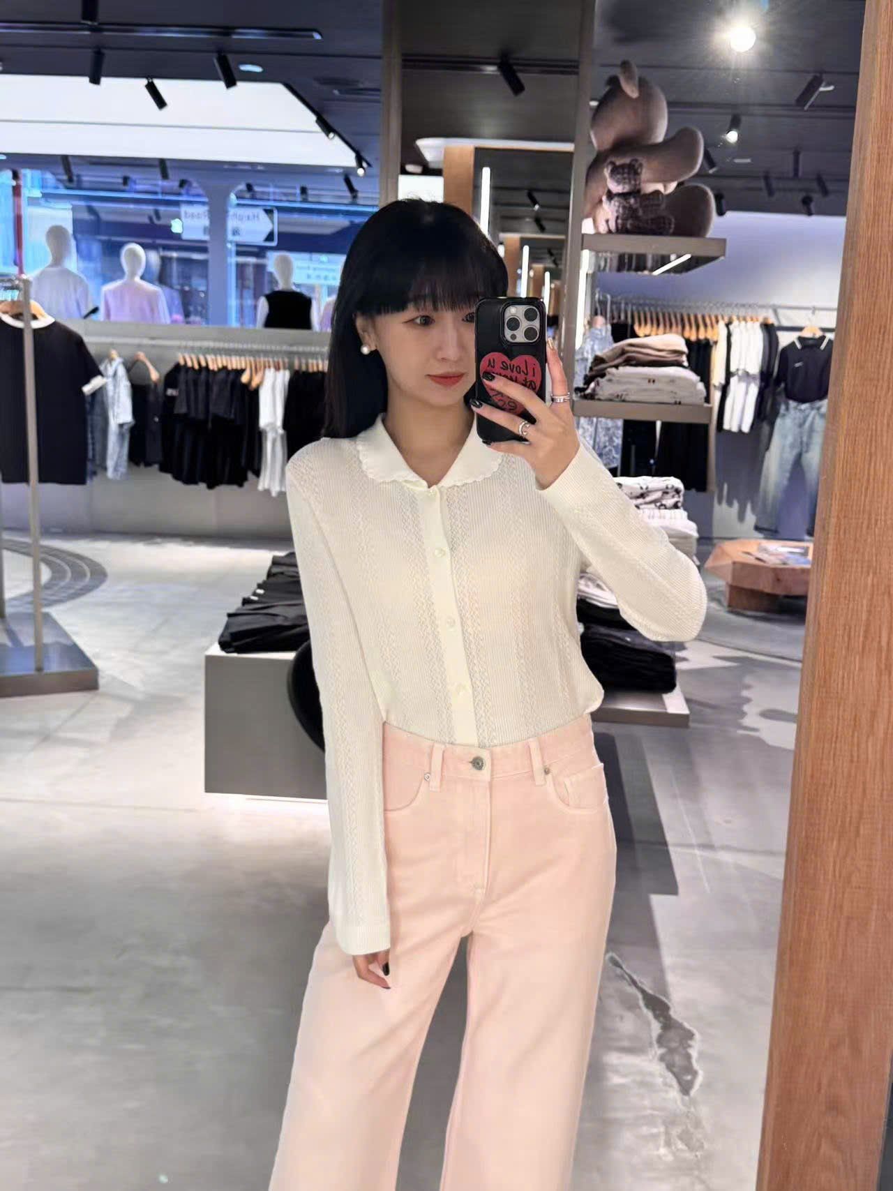 Áo CDG trắng cổ diềm