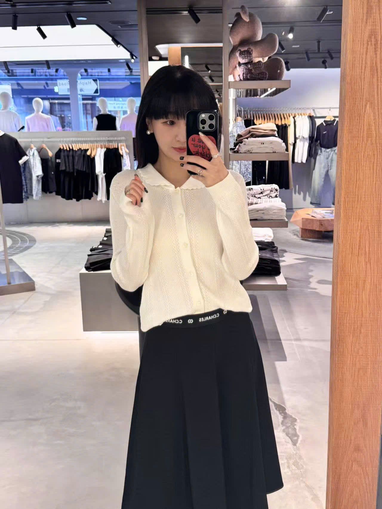 Áo CDG trắng cổ diềm