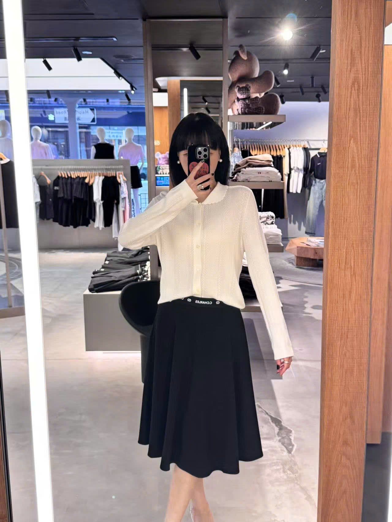 Áo CDG trắng cổ diềm