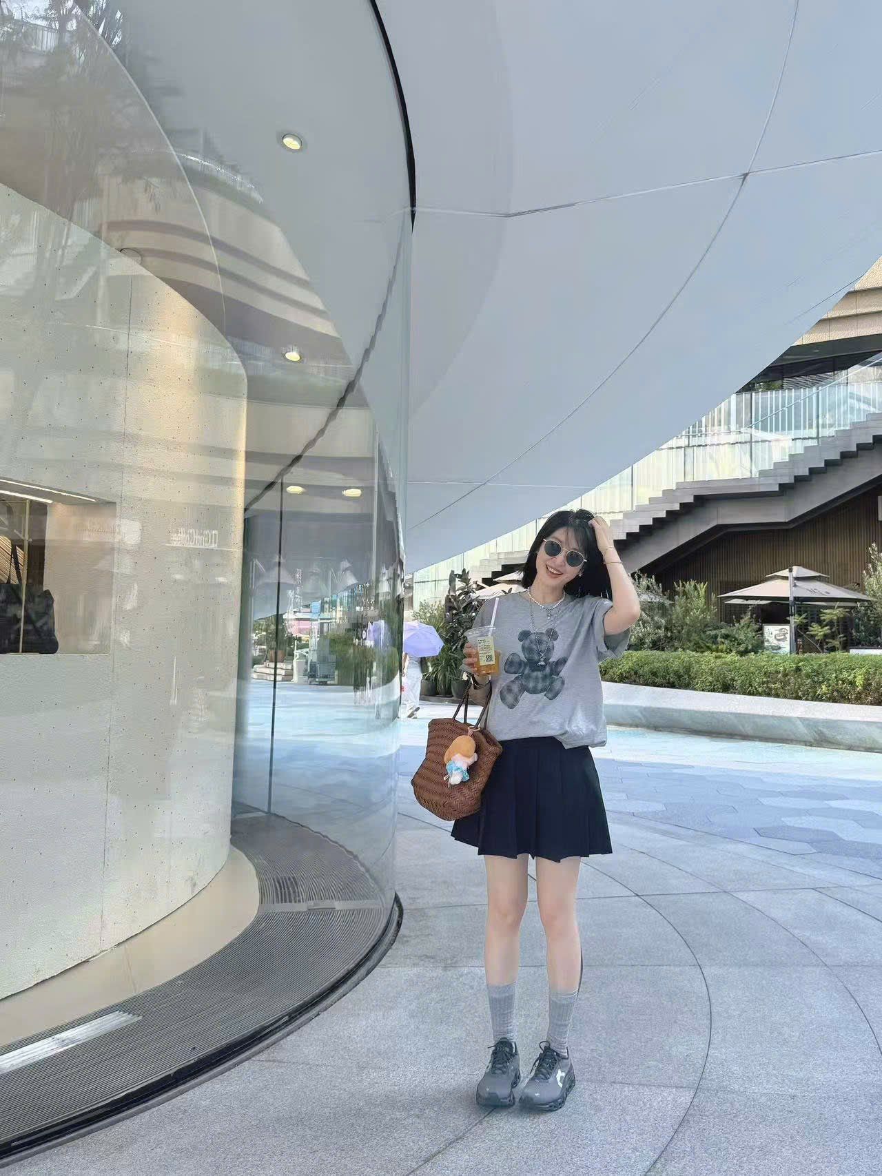 Áo phông xám Gấu dáng over