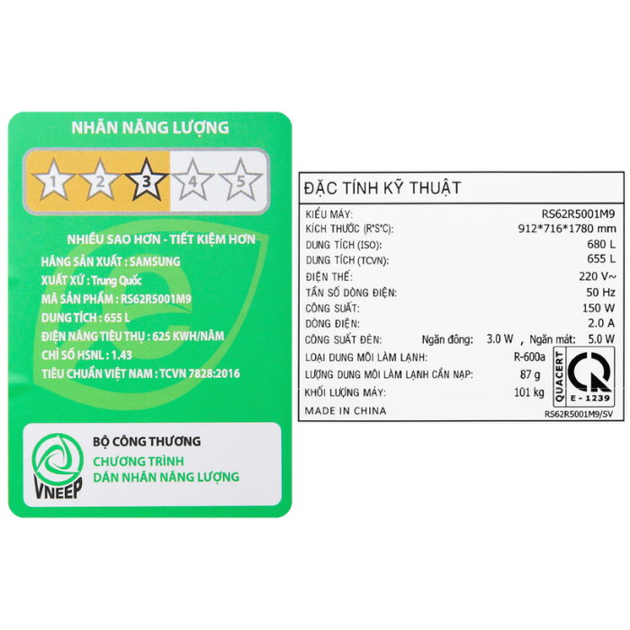 Tủ Lạnh Samsung RS62R5001M9/SV 655 lít