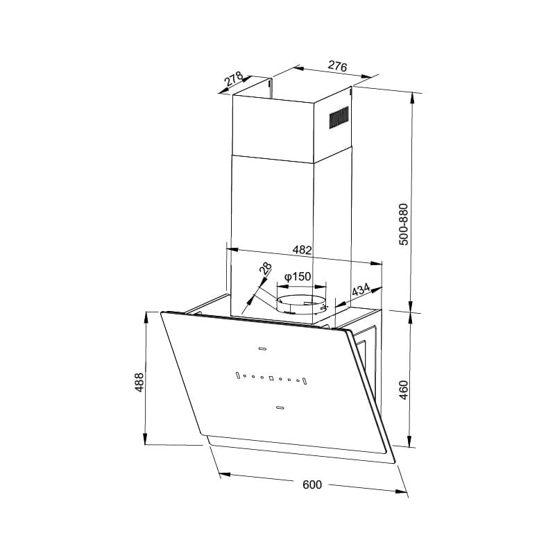 Máy hút khói khử mùi áp tường Malloca MC60GTC