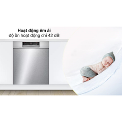 Máy rửa chén Bosch SMU6ECS57E Series 6, 14 bộ, Home connect, bán âm