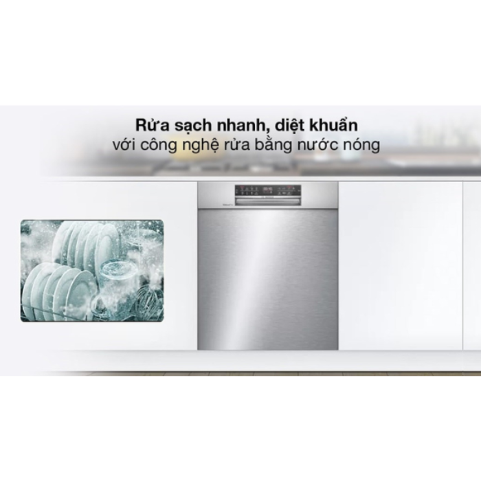 Máy rửa chén Bosch SMU6ECS57E Series 6, 14 bộ, Home connect, bán âm