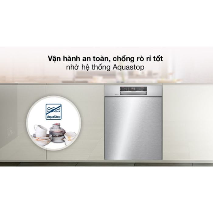 Máy rửa chén Bosch SMU6ECS57E Series 6, 14 bộ, Home connect, bán âm