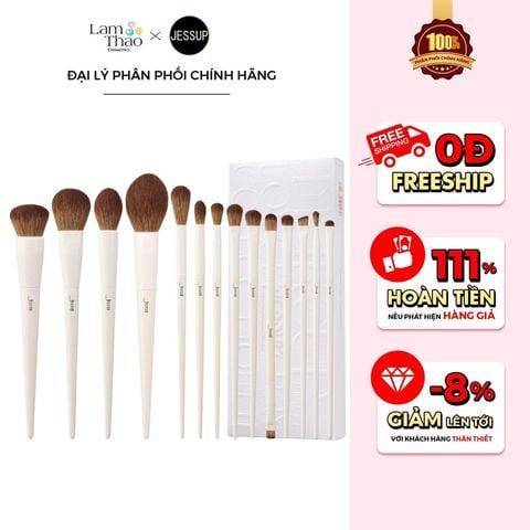 Bộ Cọ Trang Điểm Toàn Diện 14 Cây Màu Xám Jessup Comprehensive Collection Light Gray T329