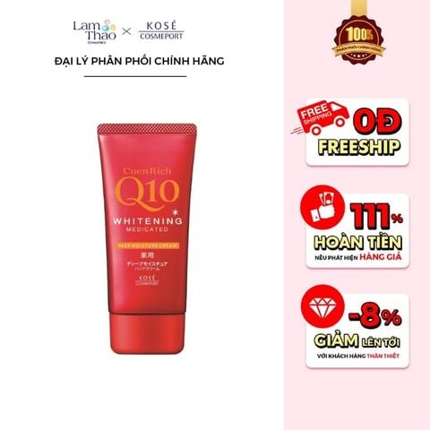 Kem Dưỡng Da Tay Cấp Ẩm Chuyên Sâu Kose Coen Rich Q10 Whitening Deep Moisture Cream