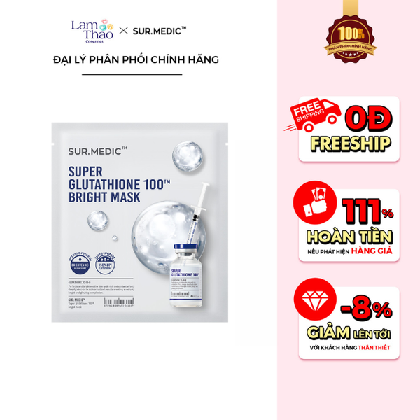 Mặt Nạ Dưỡng Sáng Mờ Thâm Sur.Medic+ Super Glutathione 100TM Bright Sheet Mask