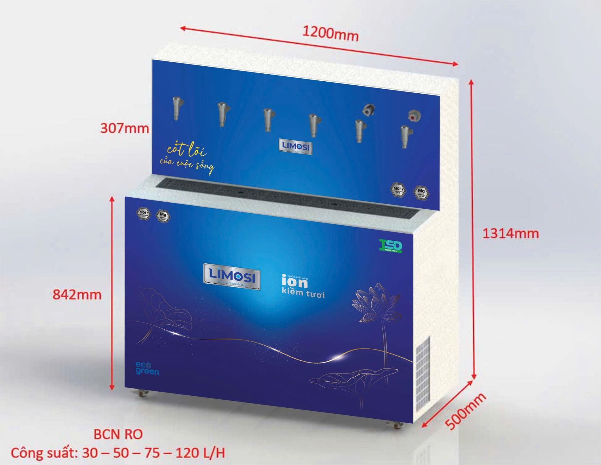 Máy ion kiềm tươi magie Limosi 100L/H 5 vòi Nguội 5N-100