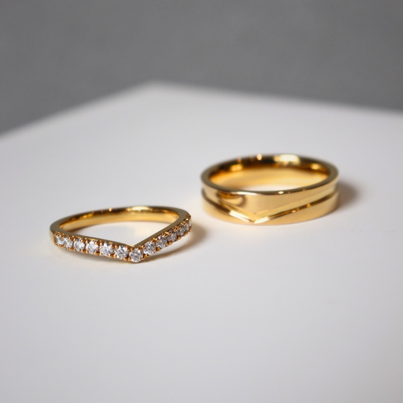 Claire Cặp nhẫn vàng vàng Moissanite CP-Claire-WG10