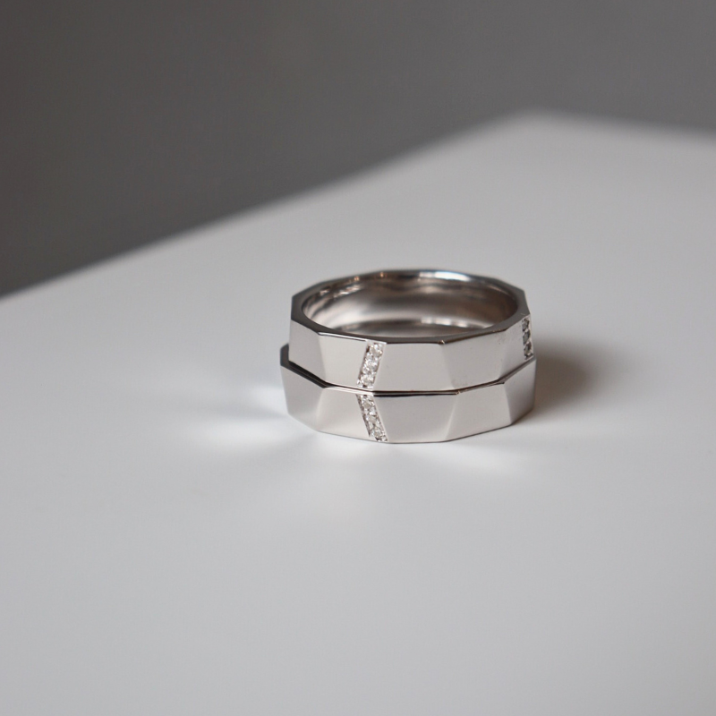 Stella Cặp nhẫn vàng trắng Moissanite CP-Stella-WG10