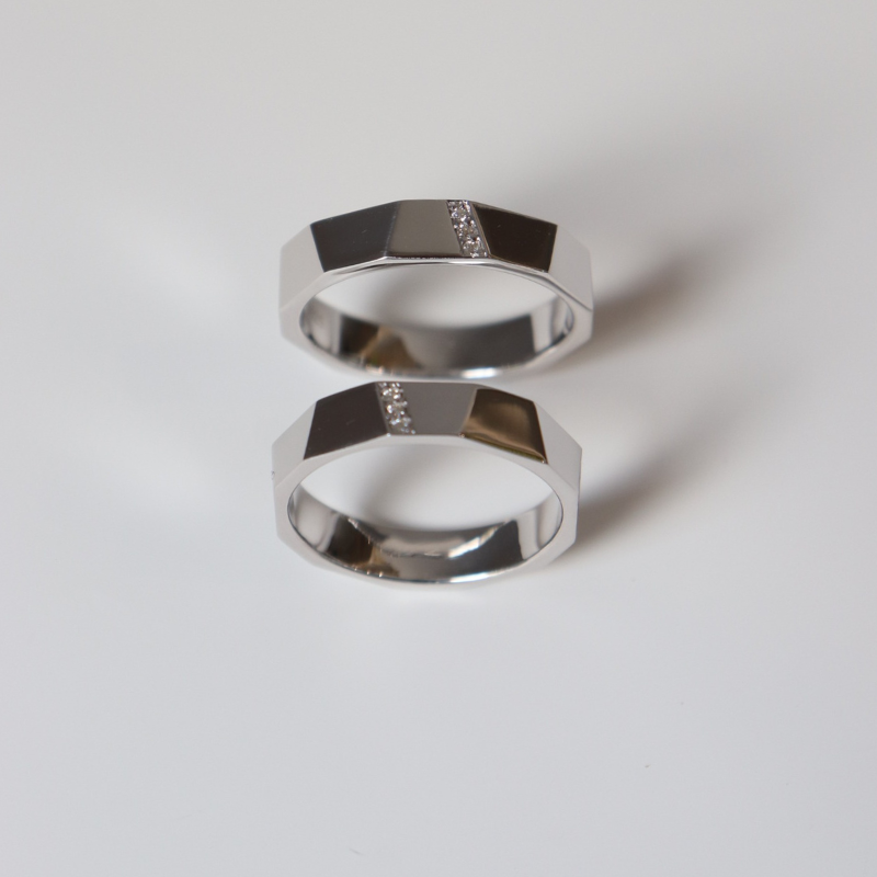 Stella Cặp nhẫn vàng trắng Moissanite CP-Stella-WG10